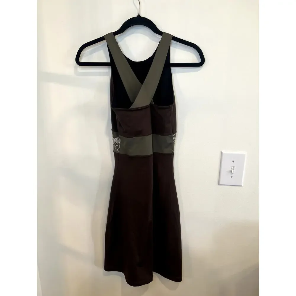 Lolë Brown Athletic Dress Built In Bra Sleeveless Activewear Tennis Dress Medium - Picture 2 of 4
